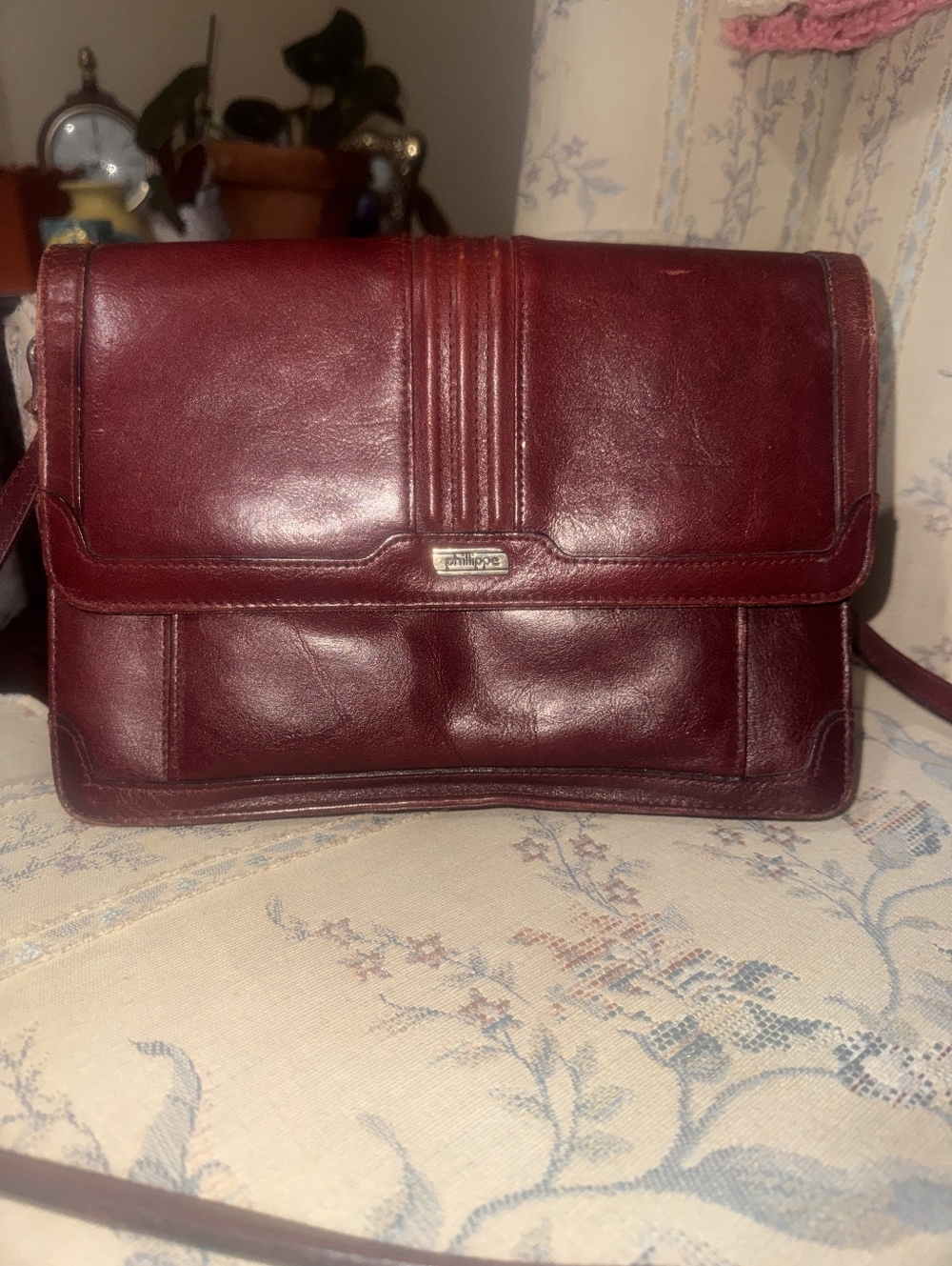 Philliphe Burgundy Leather Crossbody Bag